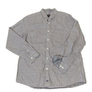 Johnston & Murphy Button Front Shirt Checkered White, Blue and Burgundy Size L